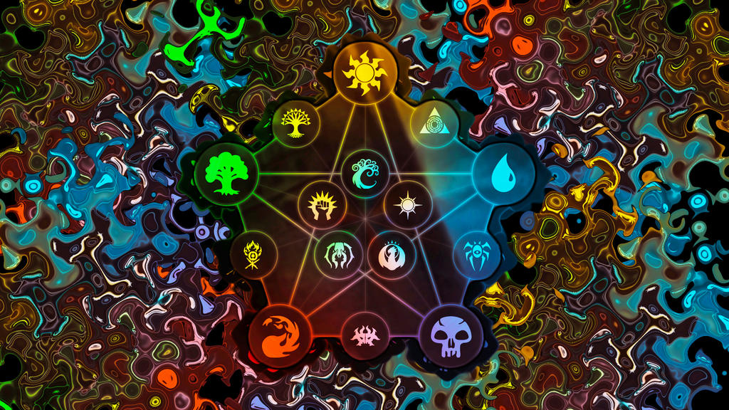 Farbenreicher Hintergrund mit den unterschiedlichen Symbolen