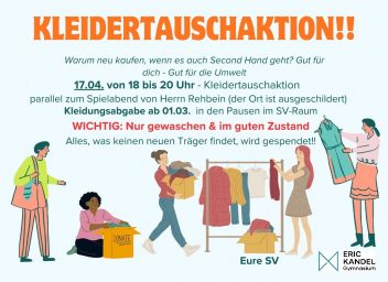 Kleidertauschaktion 17.04., 18-20 Uhr